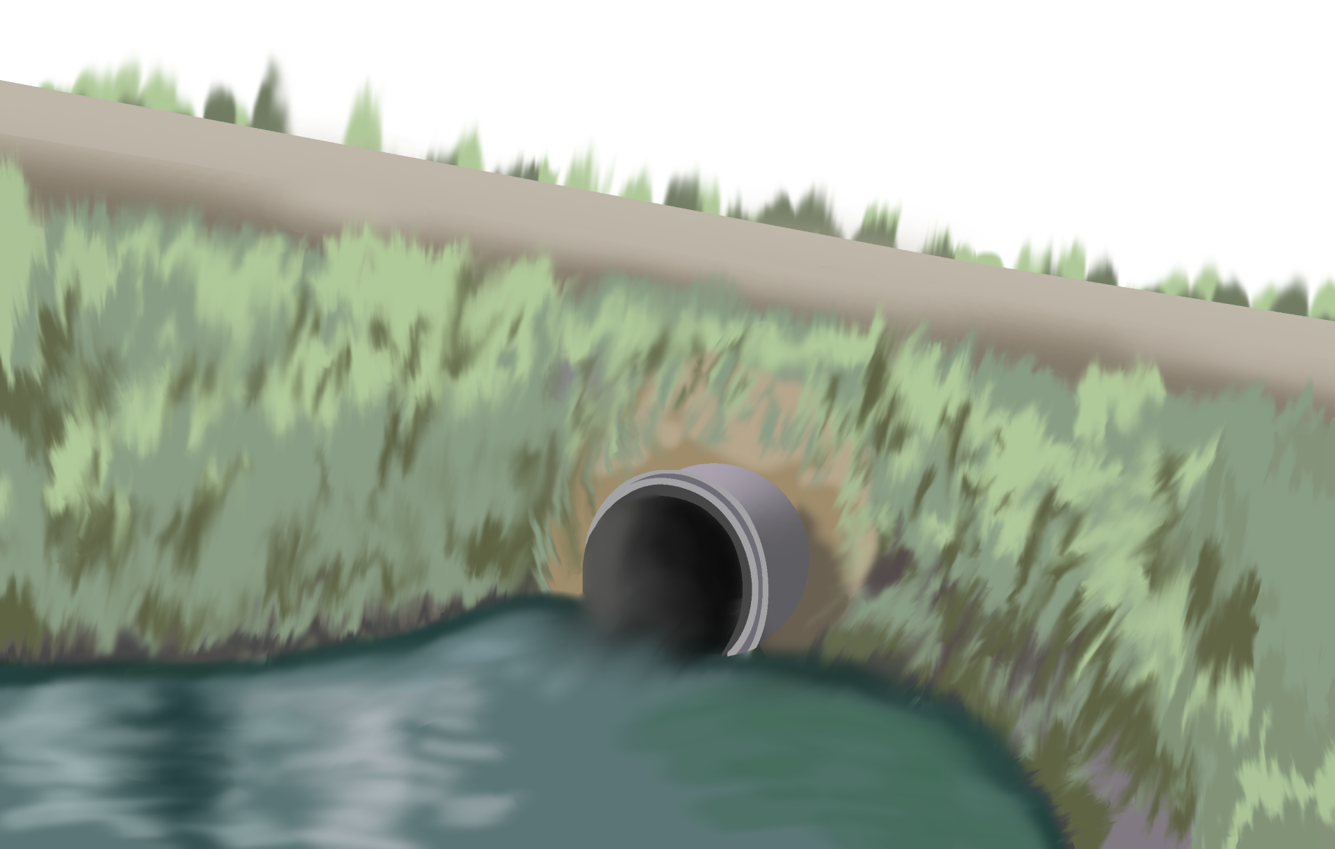illustration of a culvert under a road