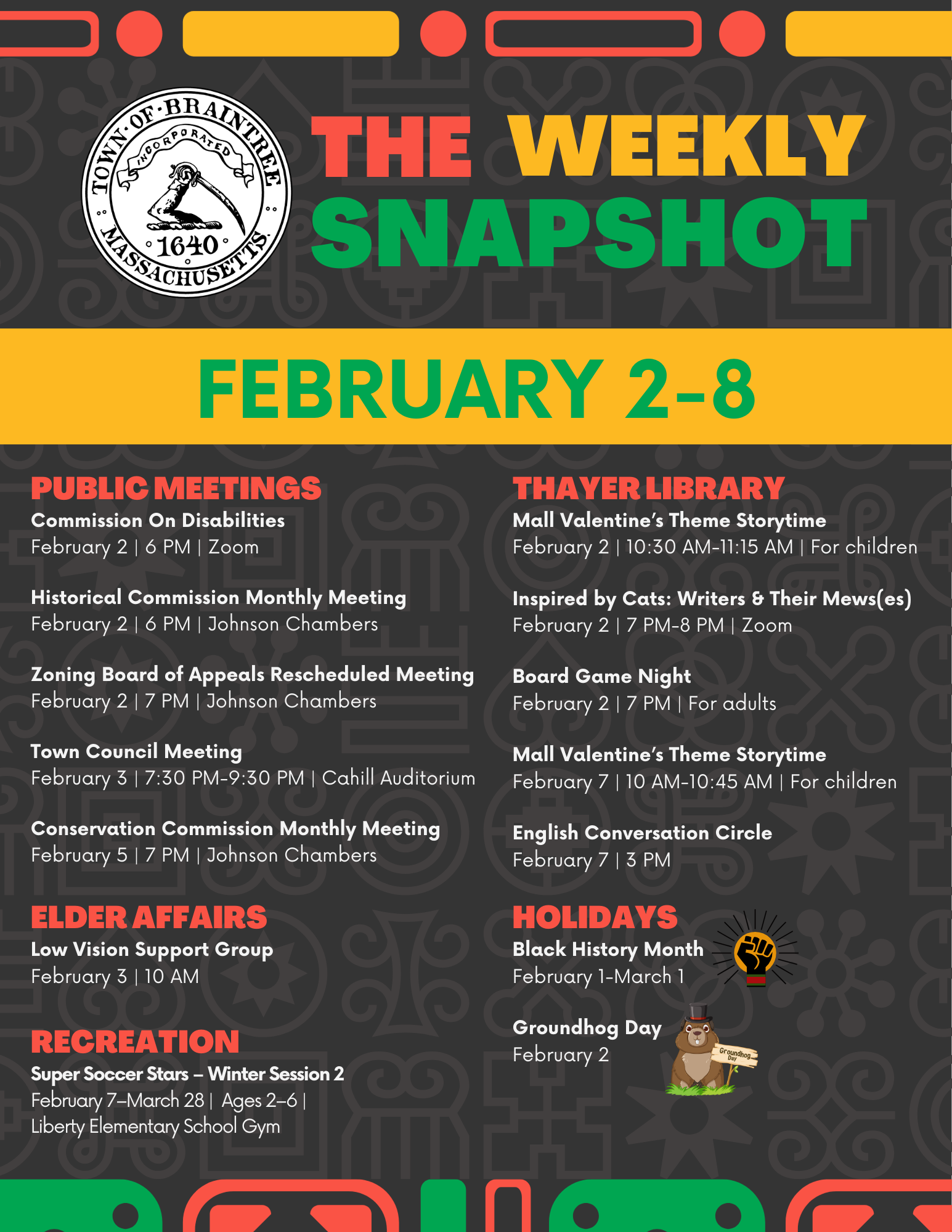 The 02184 Weekly Snapshot February 2-8